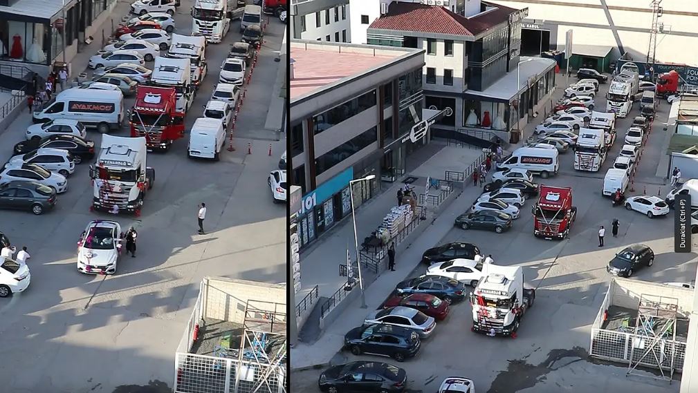 Elazığ’da tır şoförü damattan kendi mesleğine yakışan  konvoy